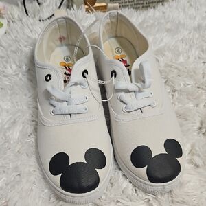 Disney Mickey Mouse Sneakers Canvas Shoes‎ White Black Size 9